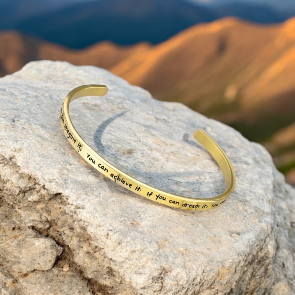 18k gold tone motivational cuff bracelet ✨​​​​​​​